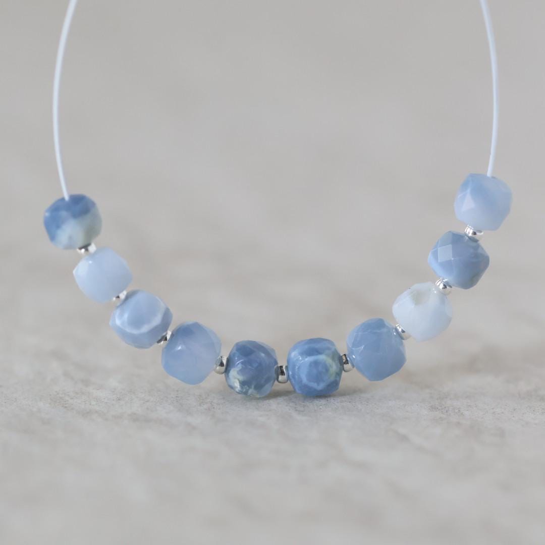 4.5mm Oregon Owyhee Opal Beads Faceted Cube Blue Opal Natural Gemstone for DIY Jewelry Making Supplies
