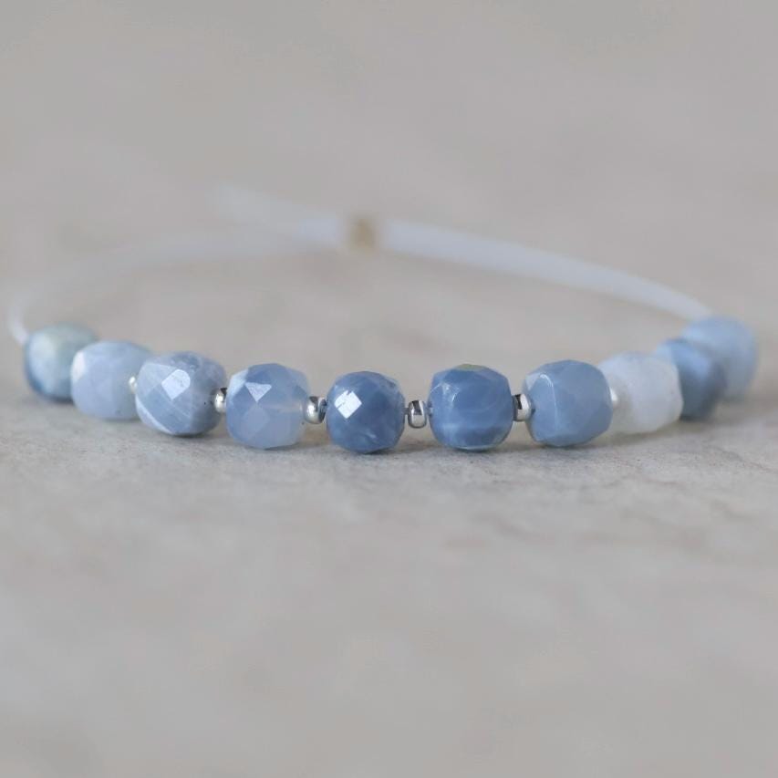 4.5mm Oregon Owyhee Opal Beads Faceted Cube Blue Opal Natural Gemstone for DIY Jewelry Making Supplies