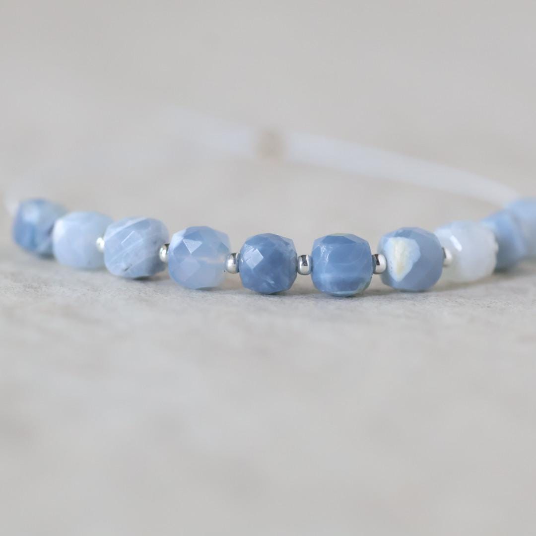 4.5mm Oregon Owyhee Opal Beads Faceted Cube Blue Opal Natural Gemstone for DIY Jewelry Making Supplies