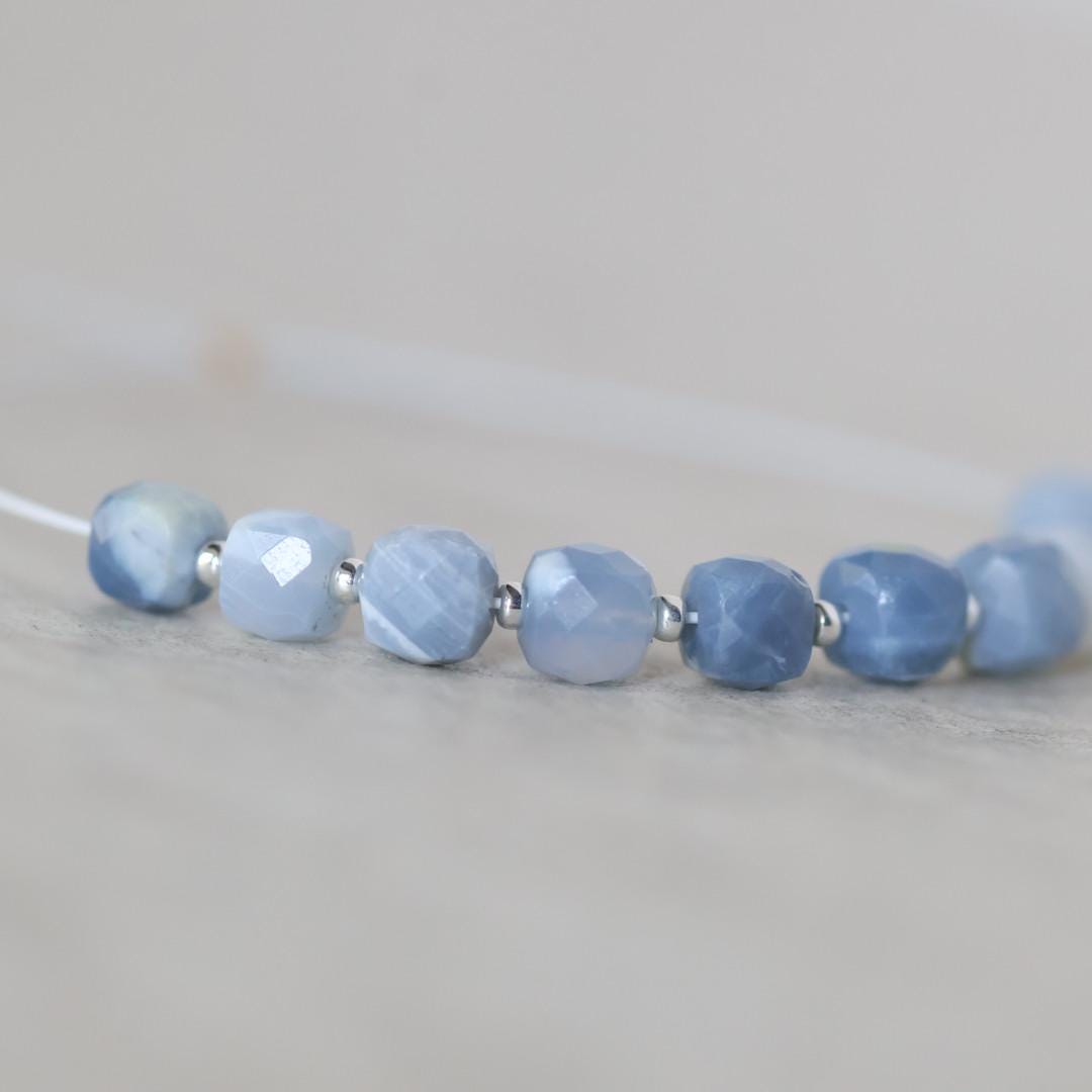 4.5mm Oregon Owyhee Opal Beads Faceted Cube Blue Opal Natural Gemstone for DIY Jewelry Making Supplies