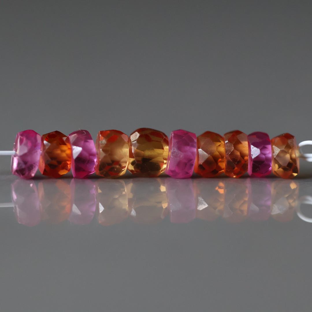 4.5mm Orange Pink Padparadscha Sapphire Beads Rondelle 10PCs Faceted Genuine Gemstone Beads Jewelry Making Gift September Birthstone