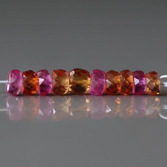 4.5mm Orange Pink Padparadscha Sapphire Beads Rondelle 10PCs Faceted Genuine Gemstone Beads Jewelry Making Gift September Birthstone