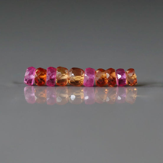 4.5mm Orange Pink Padparadscha Sapphire Beads Rondelle 10PCs Faceted Genuine Gemstone Beads Jewelry Making Gift September Birthstone