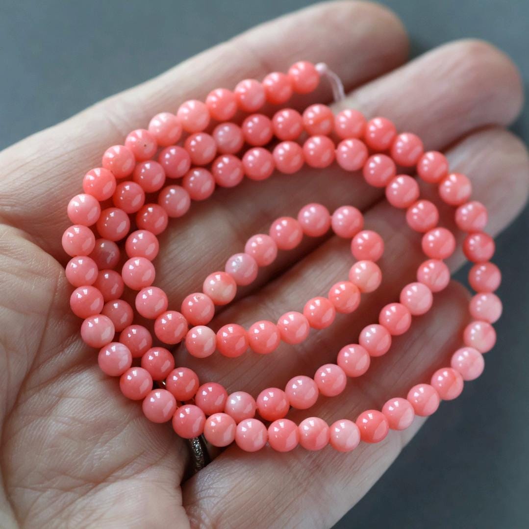 4.5mm Natural Pink Coral Beads Smooth Genuine Coral Beads Red Gemstone Beads for Jewelry Making Gift for crafter