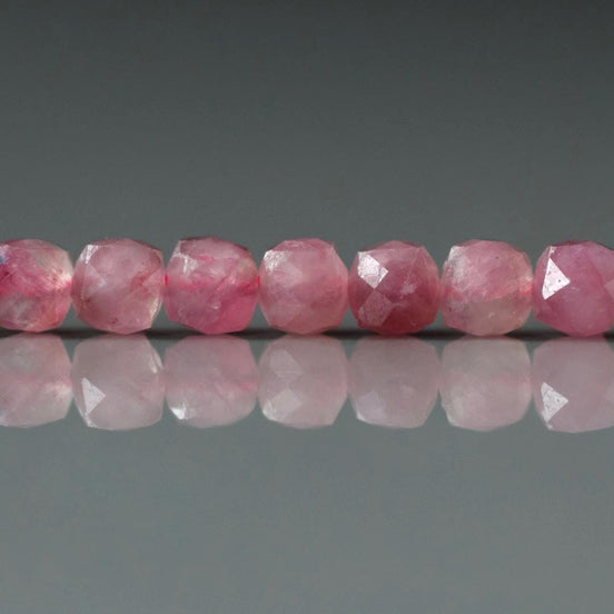 4.5mm Pink Tourmaline Cube Beads 15" Sparkly Gemstone Beads Pink Crystal for Jewelry Making Beading Gift October Birthstone