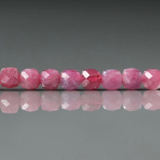 4.5mm Pink Tourmaline Cube Beads 15" Sparkly Gemstone Beads Pink Crystal for Jewelry Making Beading Gift October Birthstone