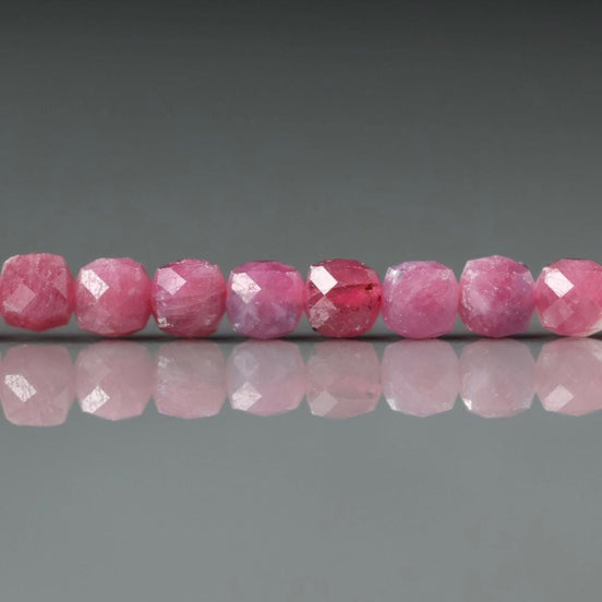 4.5mm Pink Tourmaline Cube Beads 15" Sparkly Gemstone Beads Pink Crystal for Jewelry Making Beading Gift October Birthstone