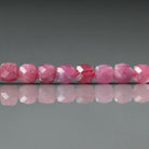 4.5mm Pink Tourmaline Beads – Natural Faceted Cube Gemstone 15" Strand