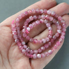 4.5mm Pink Tourmaline Beads – Natural Faceted Cube Gemstone 15" Strand