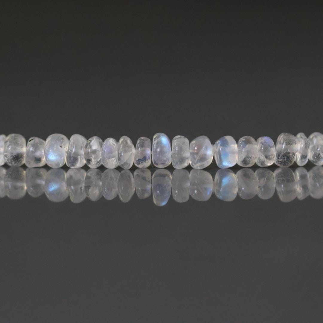 4.5mm Rainbow Moonstone Beads - Smooth Rondelle Natural Gemstone 20 Pcs
