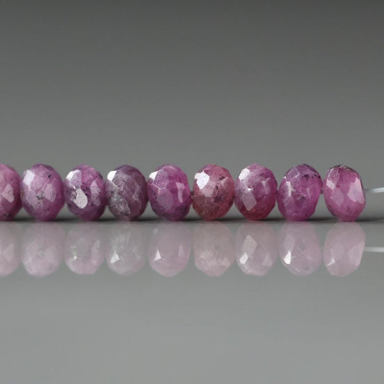 4.5mm Purple Sapphire Rondel Beads Faceted Rondelle 16 Pcs Raw Sapphire Genuine Gemstone Beads Jewelry Making Supply September Birthstone