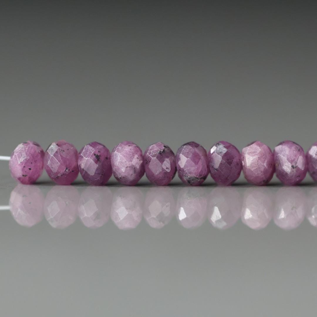4.5mm Purple Sapphire Rondel Beads Faceted Rondelle 16 Pcs Raw Sapphire Genuine Gemstone Beads Jewelry Making Supply September Birthstone