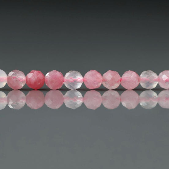 4.5mm Rhodonite in Quartz Matrix Beads – Rare Faceted Round Natural Gemstone 15" Strand