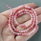 4.5mm Rhodonite in Quartz Matrix Beads – Rare Faceted Round Natural Gemstone 15" Strand