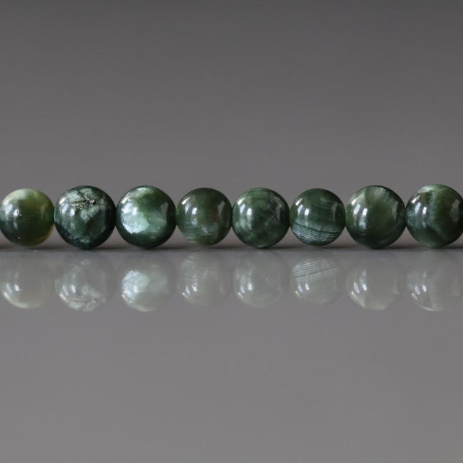 4.5mm Seraphinite Beads Smooth 15" Russian Seraphinite Genuine Gemstone Beads Green Crystal for Jewelry Making Beading Craft Gift Beads