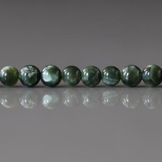 4.5mm Seraphinite Beads Smooth 15" Russian Seraphinite Genuine Gemstone Beads Green Crystal for Jewelry Making Beading Craft Gift Beads