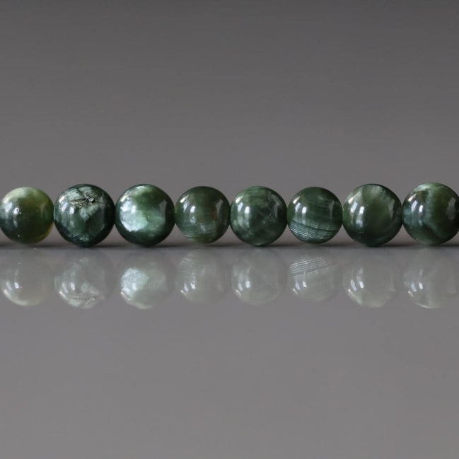 4.5mm Russian Seraphinite Beads ‚Äì Smooth Round Natural Gemstone 15" Strand