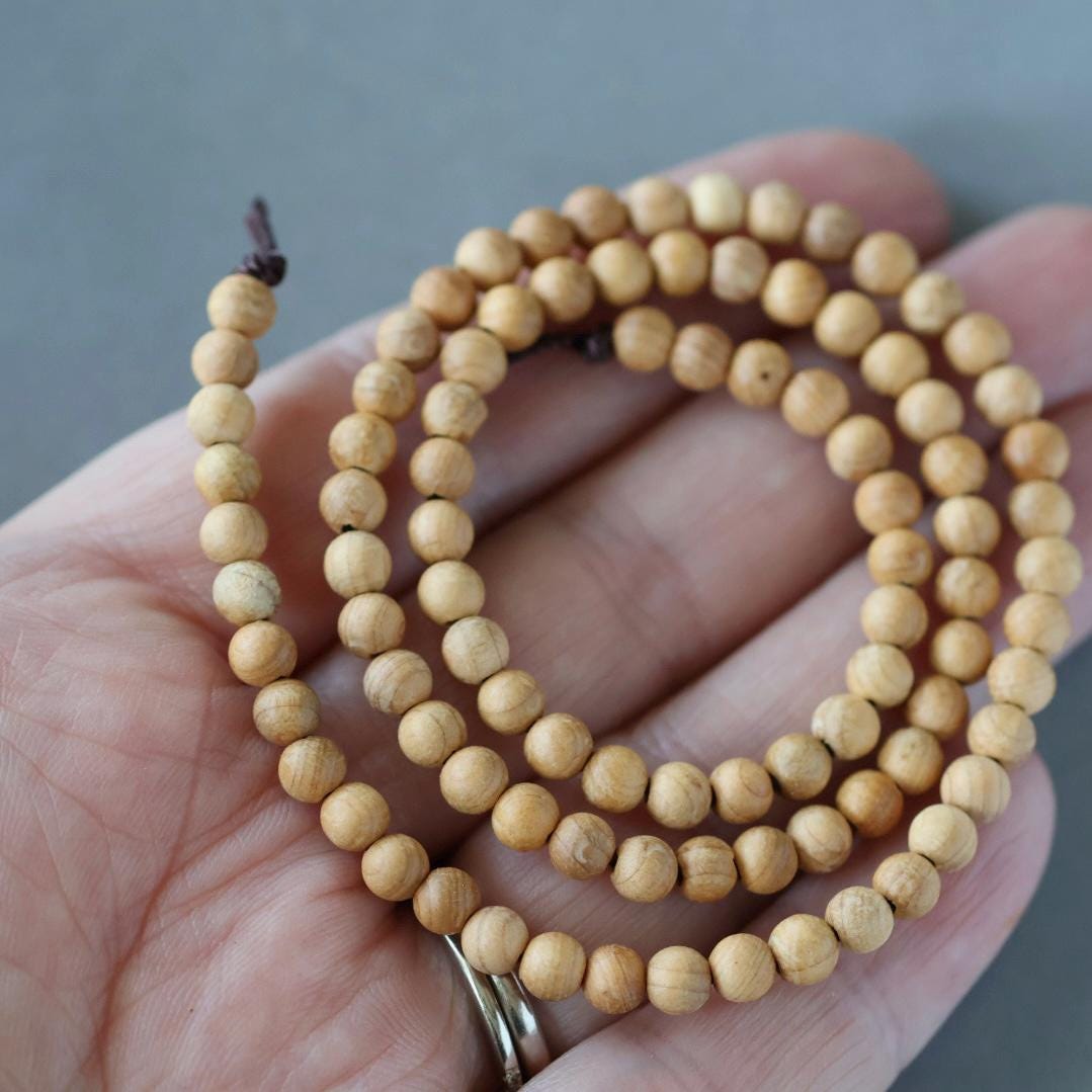 4.5mm Sandalwood Beads - Round Natural Wood 15" Strand