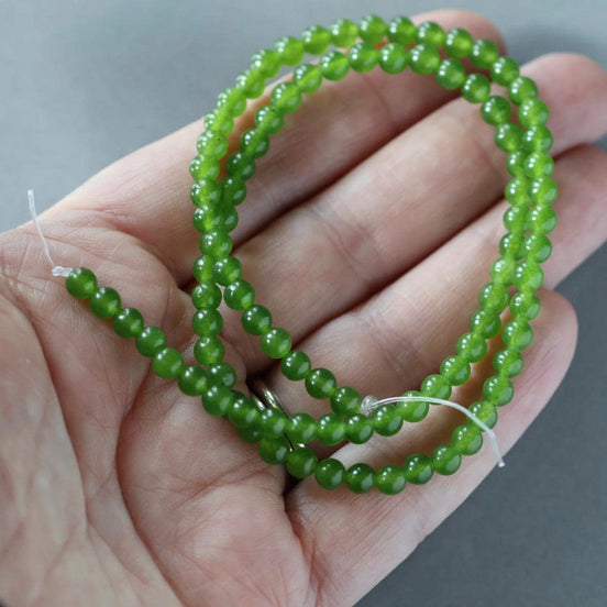 4.5mm Taiwan Jade Beads Smooth 15" Green Jade Genuine Gemstone Beads Natural Jade for Jewelry Making Beading Craft Gift Beads