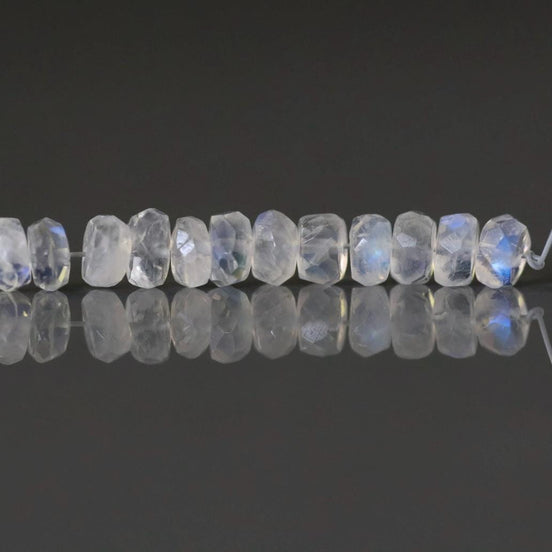 4.5mm Transparent Rainbow Moonstone Beads Rondelle Faceted 12 PCs Gemstone Beads for Jewelry Making DIY Necklace Earrings June Birthstone