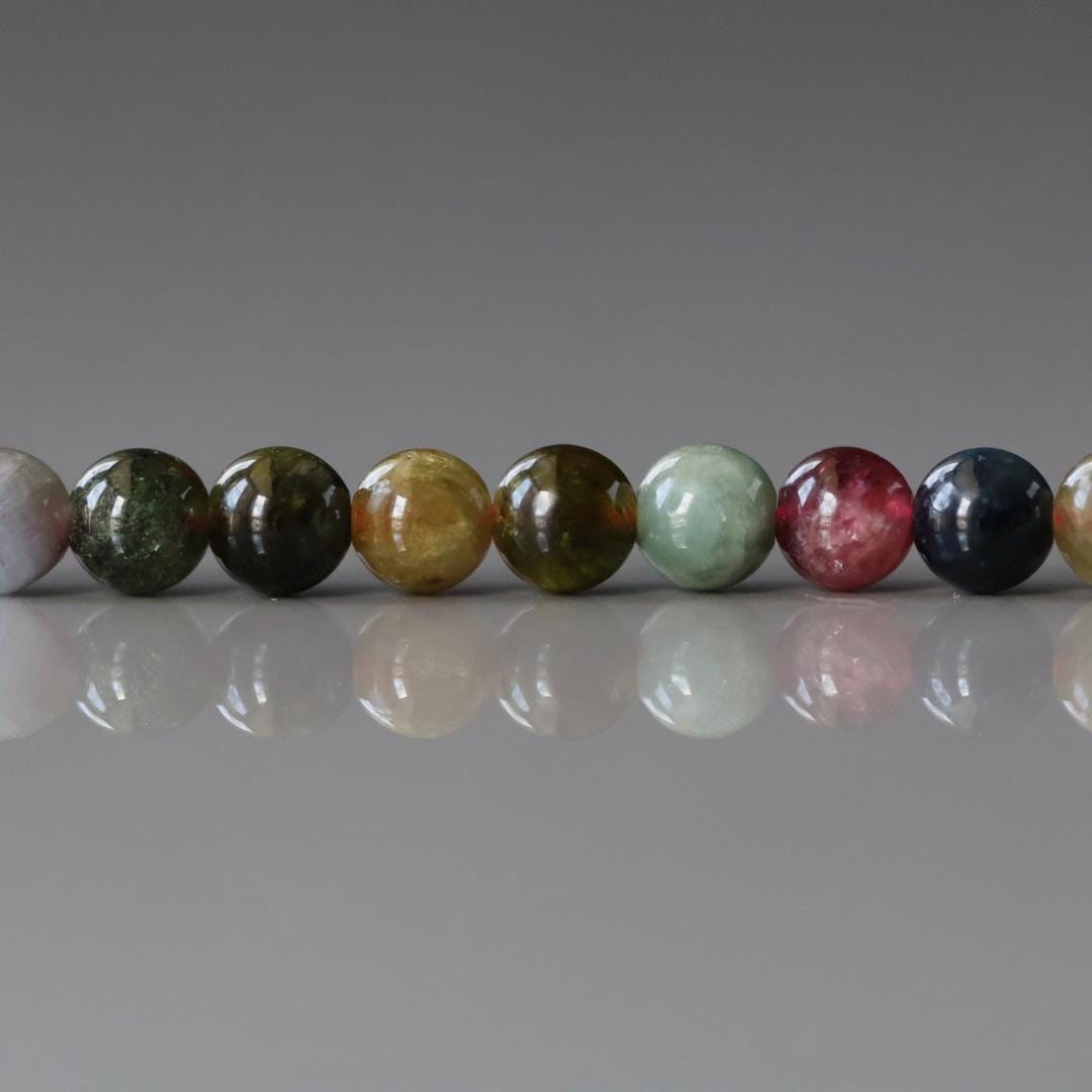 4mm 5mm Watermelon Tourmaline Smooth Beads 15" Rainbow Gemstone Beads Colorful Multi Color Beads for Jewelry Making DIY October Birthstone