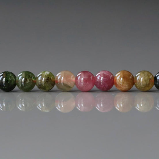 4mm 5mm Watermelon Tourmaline Smooth Beads 15" Rainbow Gemstone Beads Colorful Multi Color Beads for Jewelry Making DIY October Birthstone