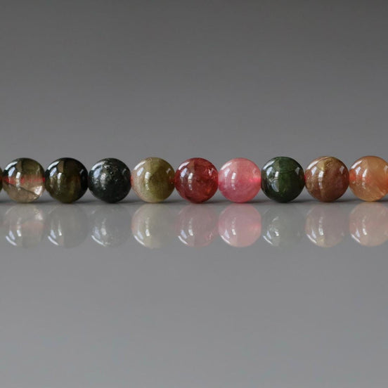 4mm 5mm Watermelon Tourmaline Smooth Beads 15" Rainbow Gemstone Beads Colorful Multi Color Beads for Jewelry Making DIY October Birthstone