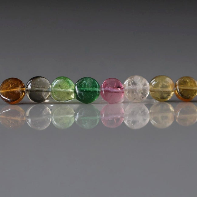 4.5mm Watermelon Tourmaline Smooth Coin Beads 15" Transparent Tourmaline Flat Gemstone Beads for Jewelry Making