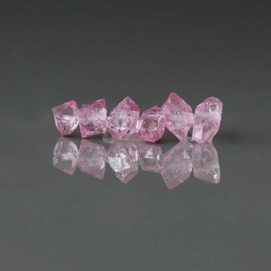 4-6mm AAA Pink Herkimer Diamond Beads 6 PCs Quartz Genuine Gemstone Beads for Jewelry Making Beading Craft Gift April Birthstone