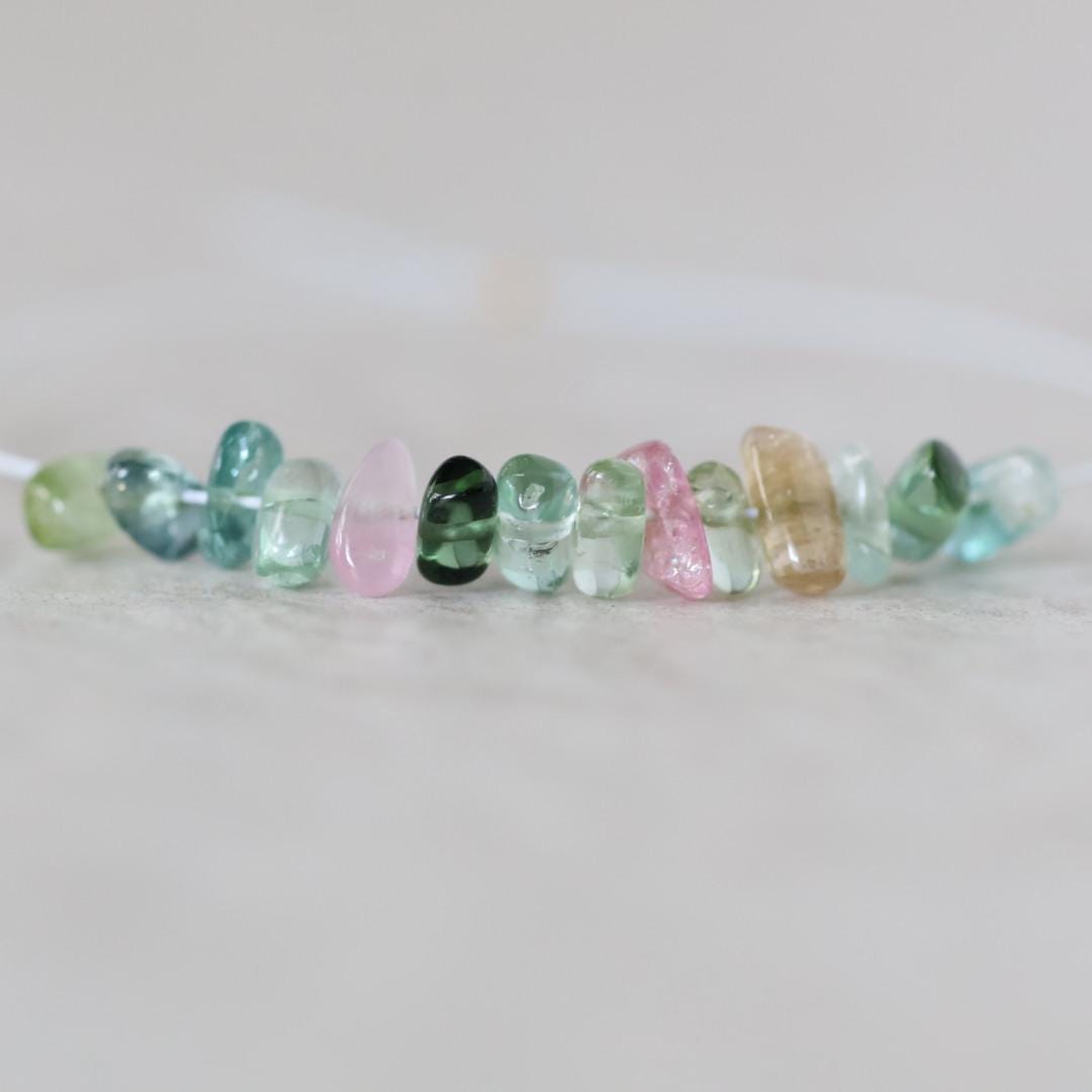 4-6mm Rare Afghan AAA Multi Color Tourmaline Beads Chip Nugget Sticks Smooth 14 Pcs Colorful Natural Gemstone for DIY Jewelry Making