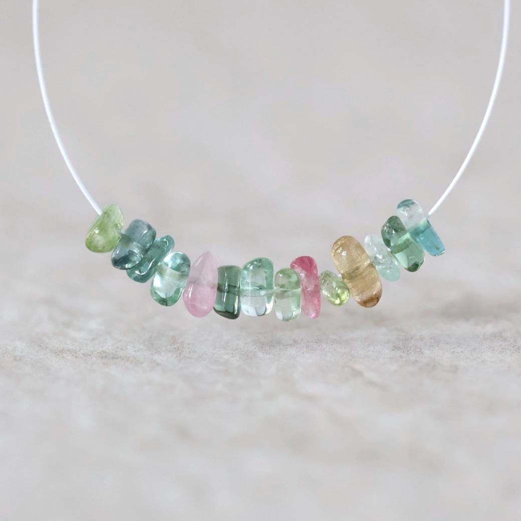 4-6mm Rare Afghan AAA Multi Color Tourmaline Beads Chip Nugget Sticks Smooth 14 Pcs Colorful Natural Gemstone for DIY Jewelry Making