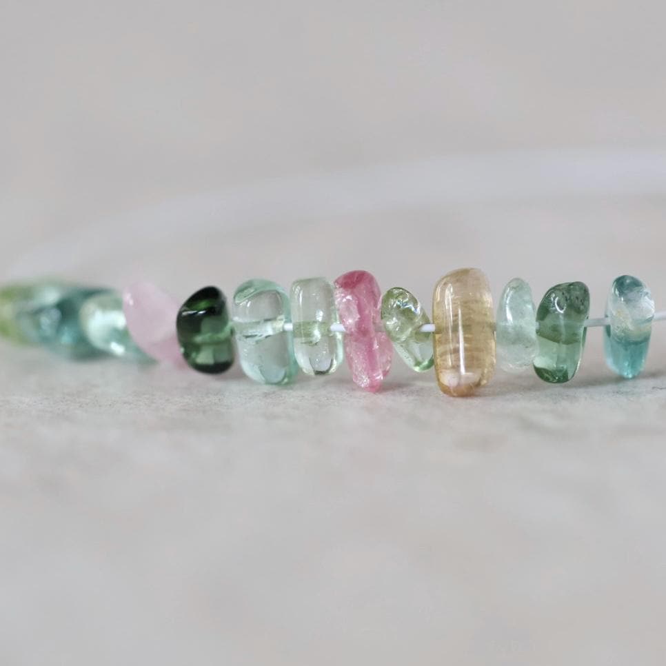 4-6mm Rare Afghan AAA Multi Color Tourmaline Beads Chip Nugget Sticks Smooth 14 Pcs Colorful Natural Gemstone for DIY Jewelry Making