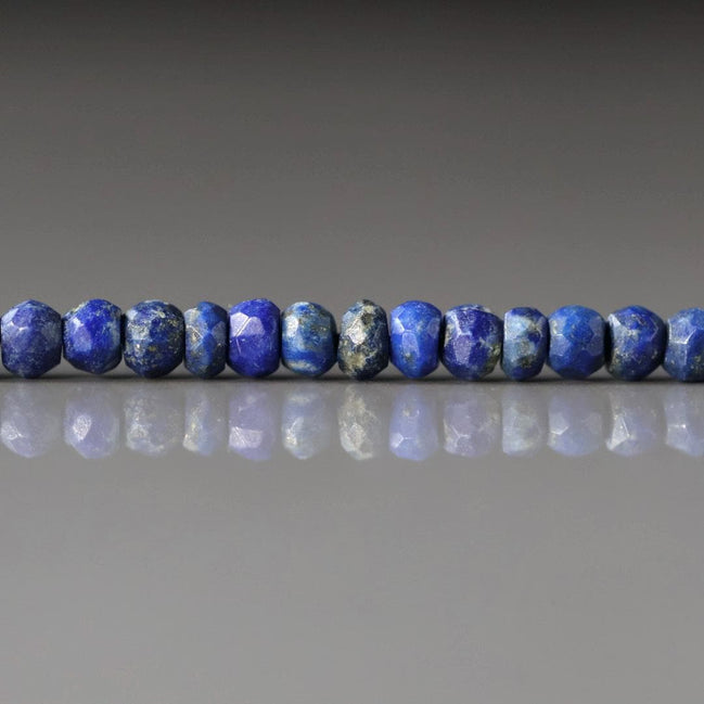 4‚Äì4.5mm Lapis Lazuli Beads ‚Äì Faceted Rondelle Natural Gemstone 12" Strand