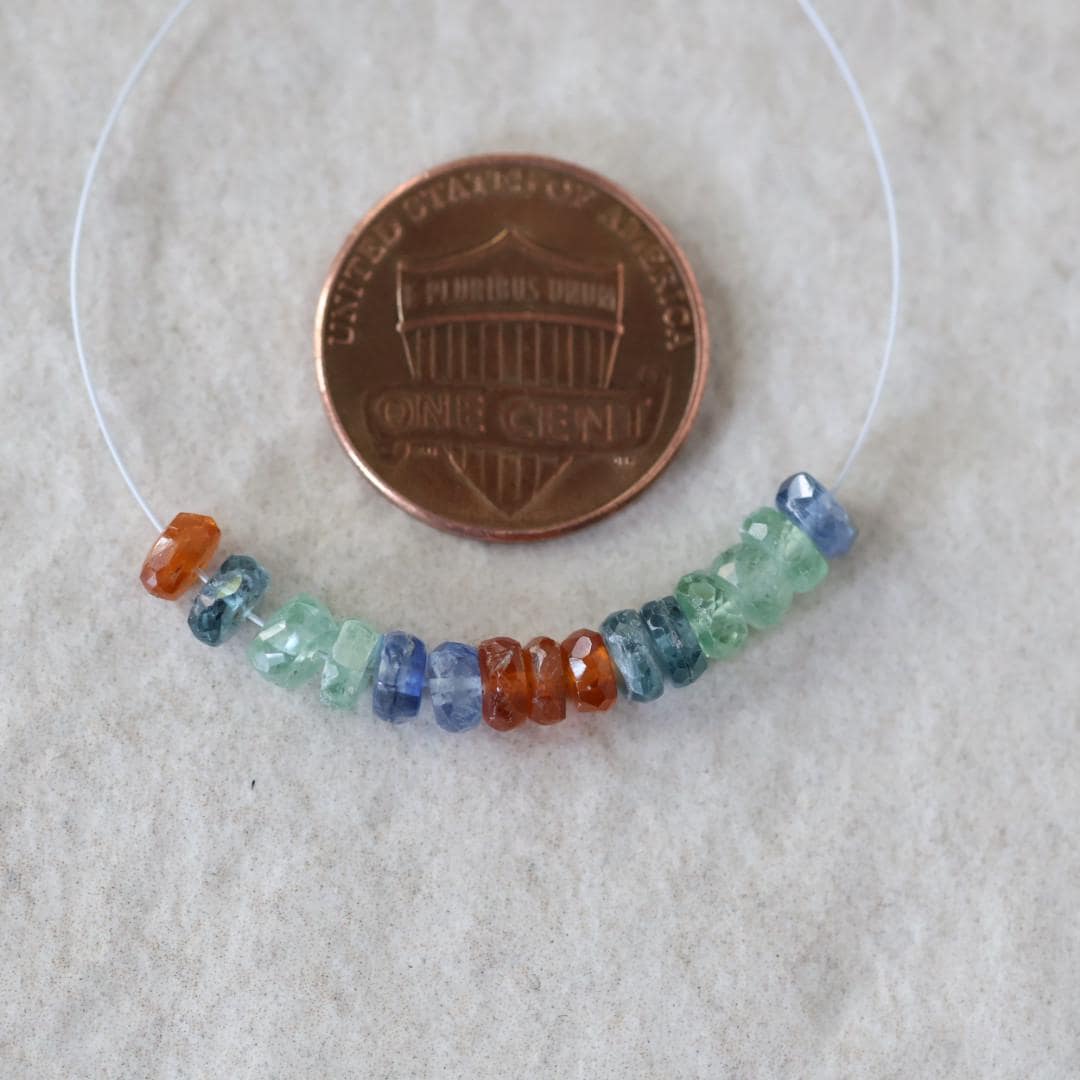 4mm 4.5mm AAA Multi Kyanite Beads Faceted Rondelle Teal Green Blue Orange Kyanite Natural Gemstone for DIY Jewelry Making
