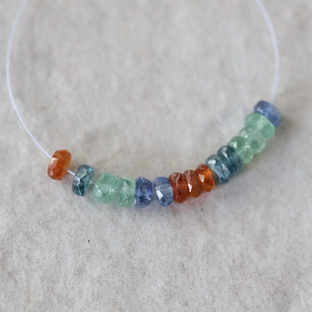 4mm 4.5mm AAA Multi Kyanite Beads Faceted Rondelle Teal Green Blue Orange Kyanite Natural Gemstone for DIY Jewelry Making