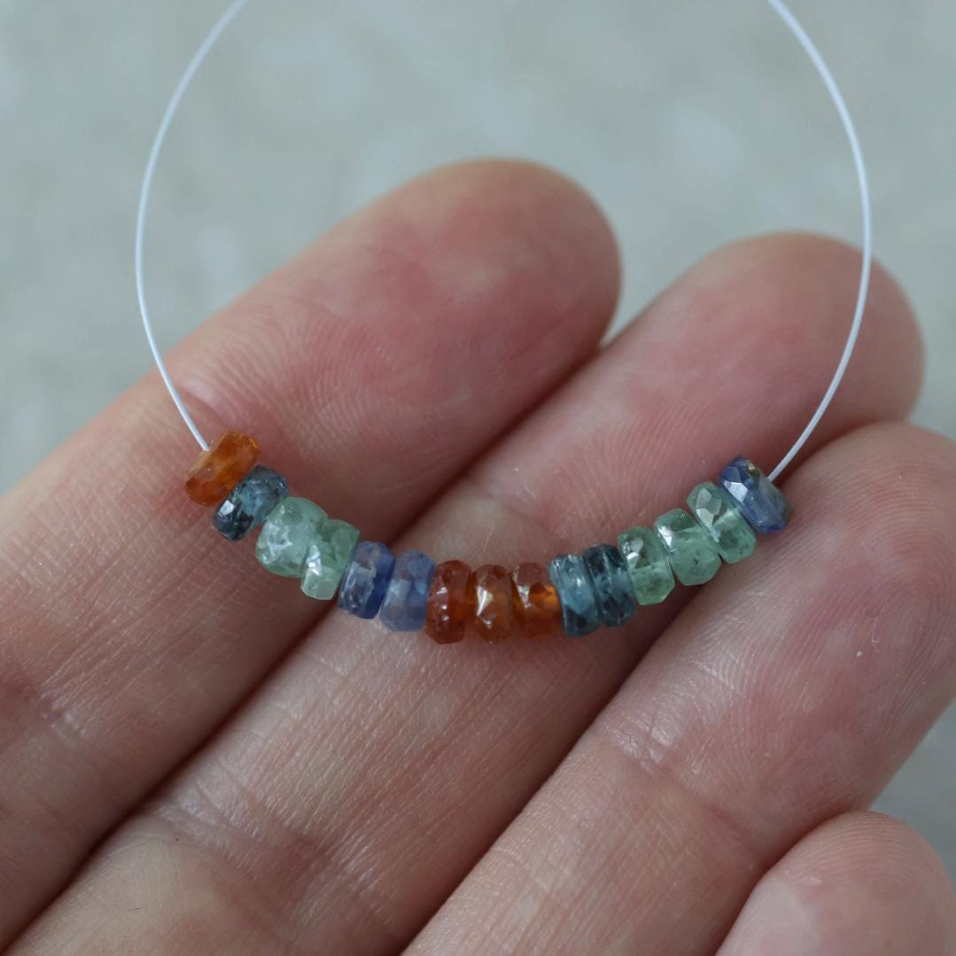 4mm 4.5mm AAA Multi Kyanite Beads Faceted Rondelle Teal Green Blue Orange Kyanite Natural Gemstone for DIY Jewelry Making