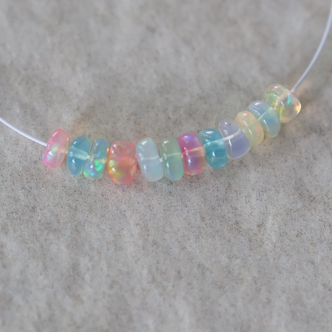 4mm 4.5mm AAA Pastel Ethiopian Opal Beads Smooth Rondelle Disco Welo Opal For DIY Jewelry Making Supplies
