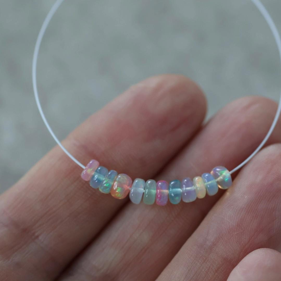 4mm 4.5mm AAA Pastel Ethiopian Opal Beads Smooth Rondelle Disco Welo Opal For DIY Jewelry Making Supplies