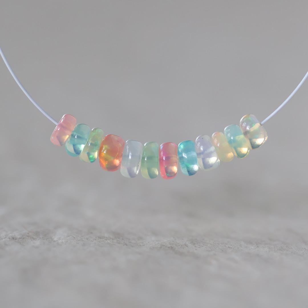 4mm 4.5mm AAA Pastel Ethiopian Opal Beads Smooth Rondelle Disco Welo Opal For DIY Jewelry Making Supplies