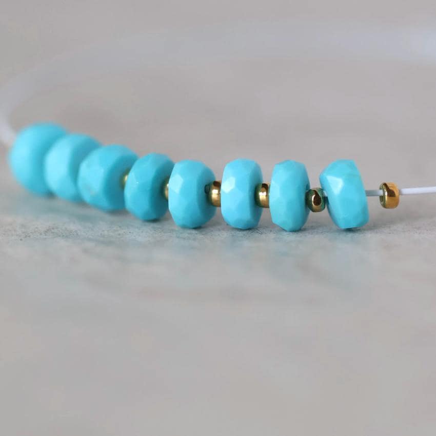 Natural Sleeping Beauty Turquoise Rondelle Beads Faceted 10 beads Gemstone Beads DIY Jewelry Making December Birthstone