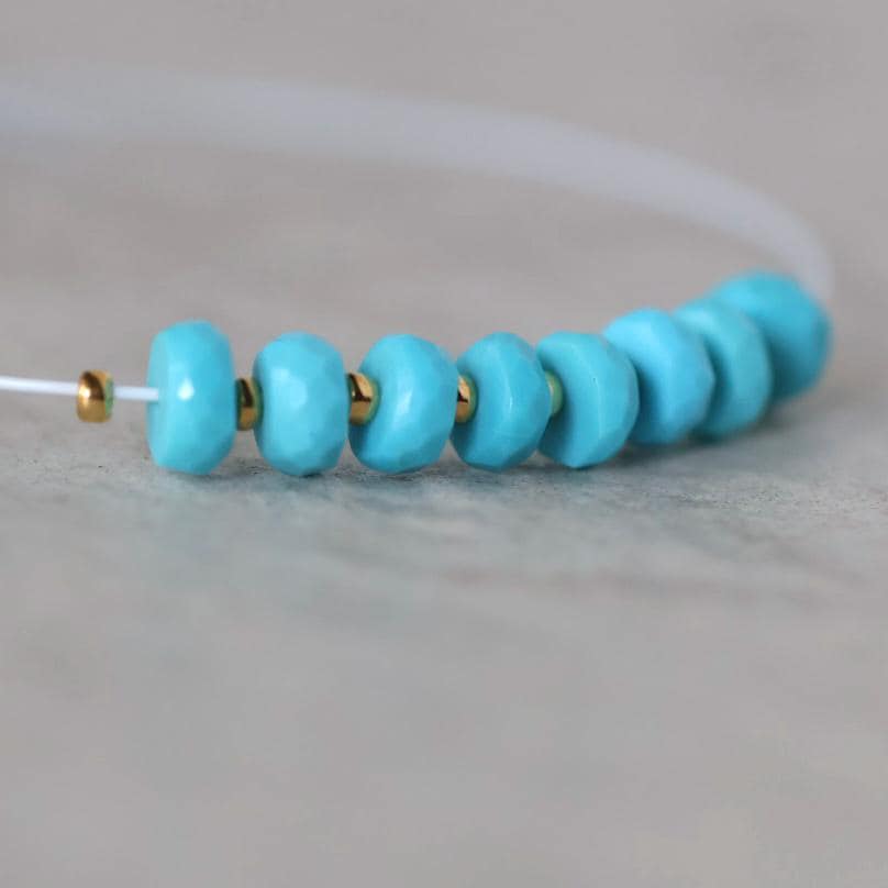 Natural Sleeping Beauty Turquoise Rondelle Beads Faceted 10 beads Gemstone Beads DIY Jewelry Making December Birthstone