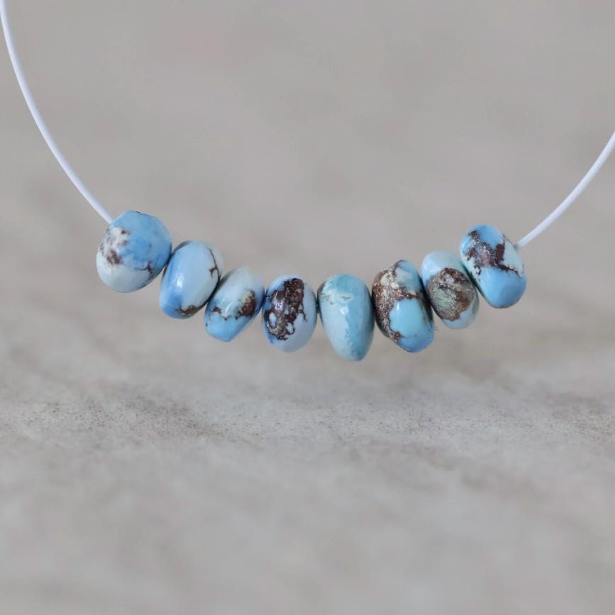 4mm 4.5mm Rare AAA Golden Hills Turquoise Beads Smooth Rondelle Kazakhstan Lavender Turquoise Gemstone Beads for DIY Jewelry Making
