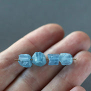 4–7mm Santa Maria Aquamarine Nugget Beads – Natural Gemstone - 4 pcs