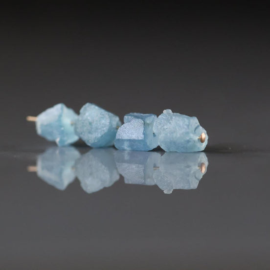 4–7mm Santa Maria Aquamarine Nugget Beads – Natural Gemstone - 4 pcs