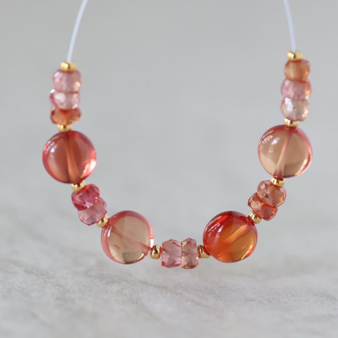 4mm 8mm Padparadscha Sapphire Beads Faceted Rondelle Coin Gemstone for DIY Jewelry Making Supplies