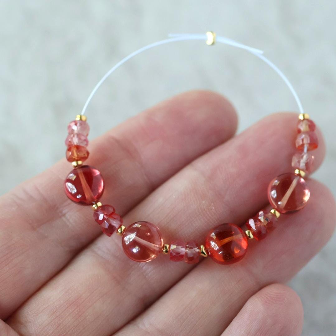 4mm 8mm Padparadscha Sapphire Beads Faceted Rondelle Coin Gemstone for DIY Jewelry Making Supplies