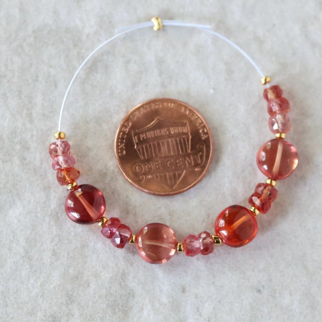 4mm 8mm Padparadscha Sapphire Beads Faceted Rondelle Coin Gemstone for DIY Jewelry Making Supplies