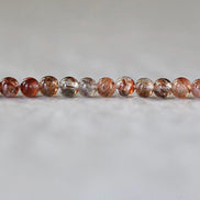 4mm Copper Rutilated Quartz Beads – Smooth Round Natural Gemstone - 14 pcs