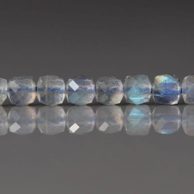 4mm AAA Labradorite Beads Cube Labradorite Genuine Blue Flash Beads 15" Gray Gemstone Beads for DIY Jewelry Making Crafter Gift