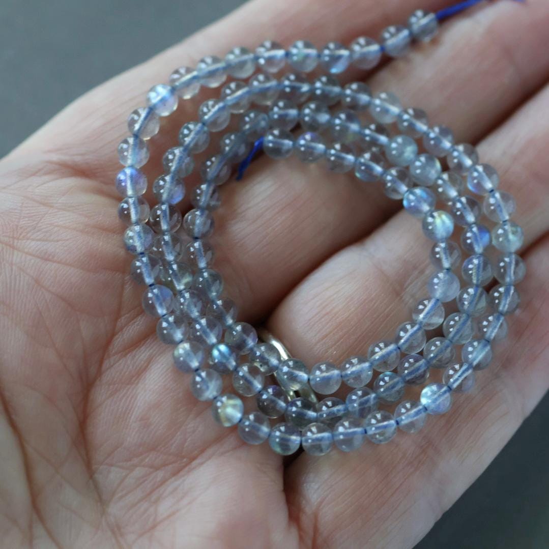4mm AAA Labradorite Beads - Smooth Round Natural Gemstone 15" Strand